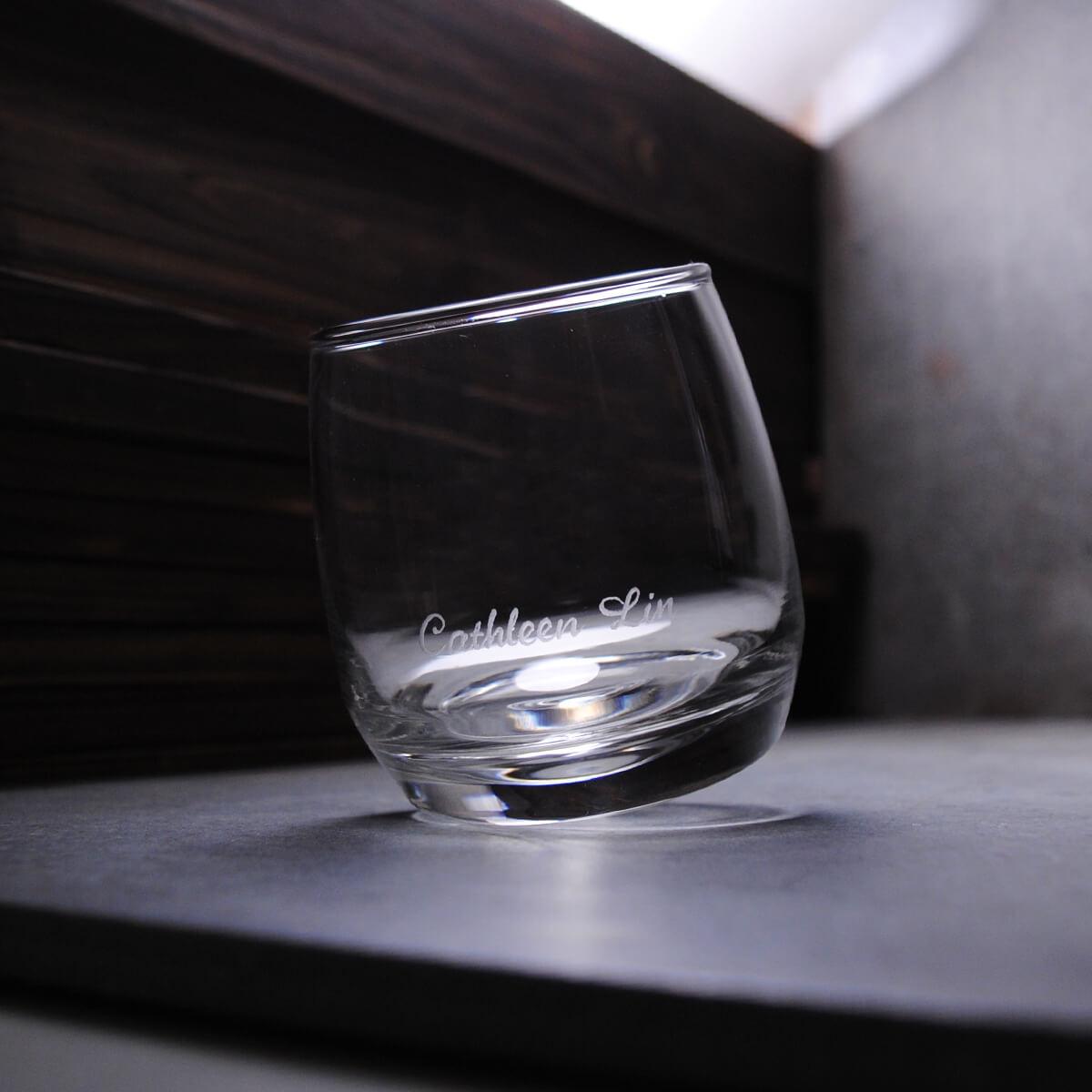 270cc【搖搖杯】不倒翁威士忌杯(底部圓錐形無法平放) - MSA玻璃雕刻