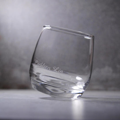 270cc【搖搖杯】不倒翁威士忌杯(底部圓錐形無法平放) - MSA玻璃雕刻
