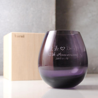 280cc【江戸硝子】日本花蕾Karai紫杯 - MSA玻璃雕刻