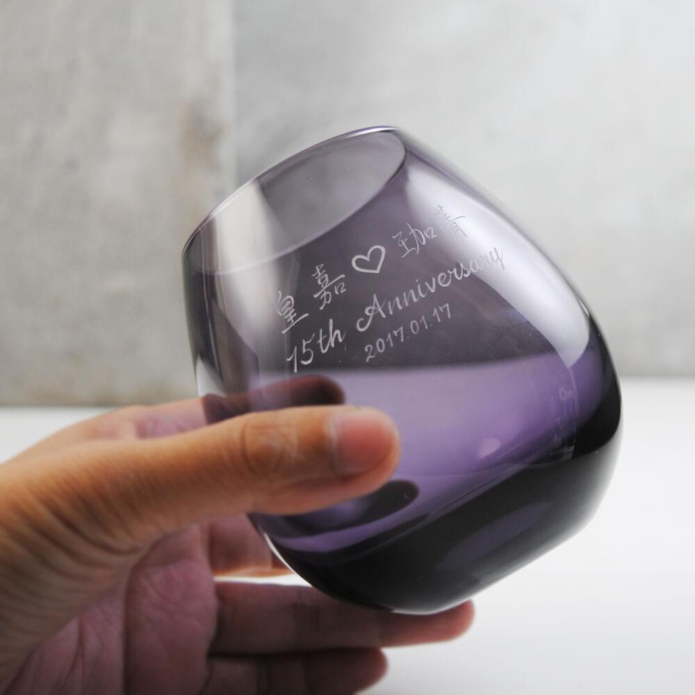 280cc【江戸硝子】日本花蕾Karai紫杯 - MSA玻璃雕刻