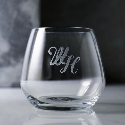 345cc【字母杯】(2個字母圖)英文縮寫威士忌杯 - MSA玻璃雕刻