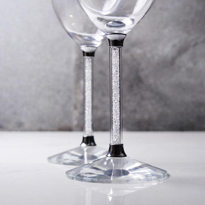(一對價) 350cc【卡薩布蘭卡婚禮】滿鑽無鉛水晶結婚對杯 鑽石紅酒杯 客製化姓名酒杯 - MSA玻璃雕刻