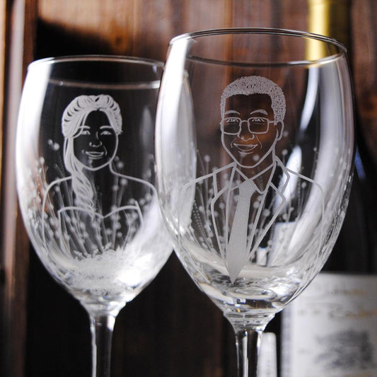 (一對價)270cc【爸媽的結婚紀念禮物】(寫實版) 秘密花園結婚週年紅酒對杯 - MSA玻璃雕刻