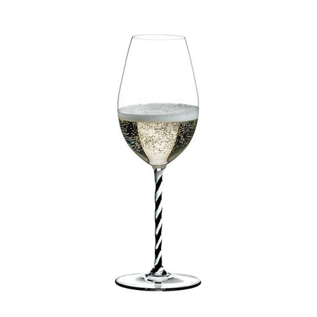 445cc【奧地利 Riedel】Riedel Fatto a Mano黑白螺旋杯梗水晶杯 Black and White Twist Crystal Glass 香檳杯 - MSA玻璃雕刻