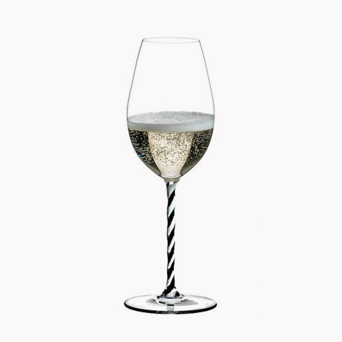 445cc【奧地利 Riedel】Riedel Fatto a Mano黑白螺旋杯梗水晶杯 Black and White Twist Crystal Glass 香檳杯 - MSA玻璃雕刻