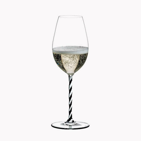 445cc【奧地利 Riedel】Riedel Fatto a Mano黑白螺旋杯梗水晶杯 Black and White Twist Crystal Glass 香檳杯 - MSA玻璃雕刻