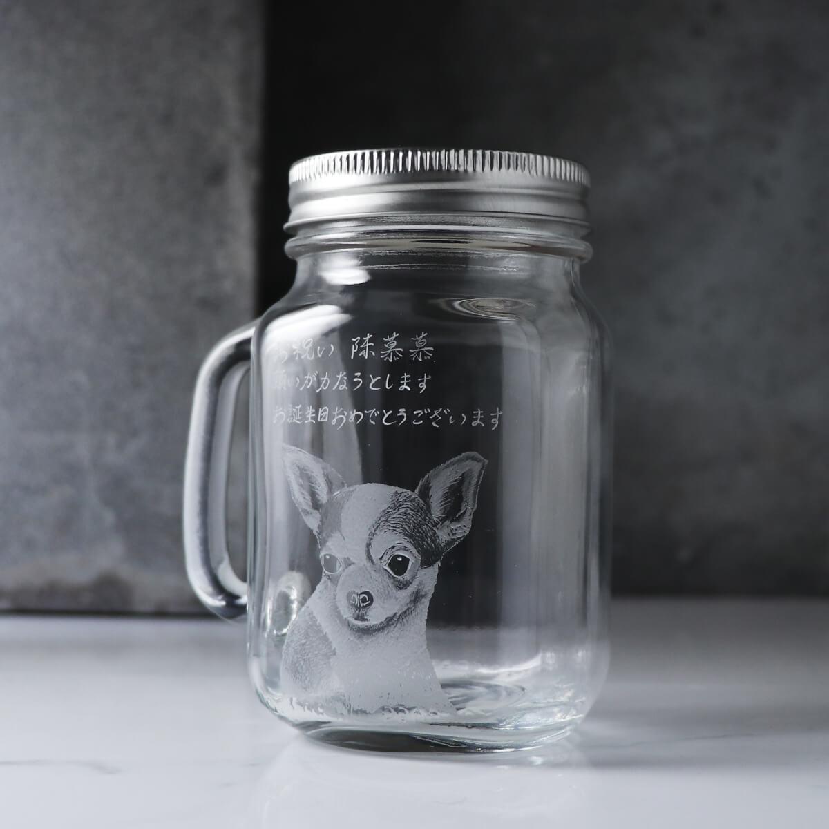 500cc【寵物雕刻】(寫實版) 吉娃娃馬克杯 玻璃罐 - MSA玻璃雕刻