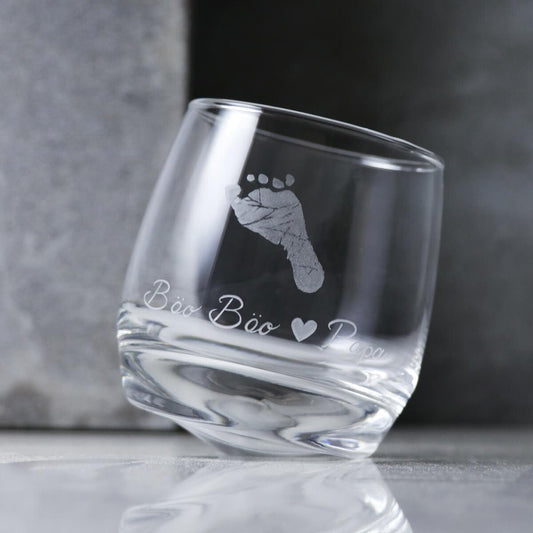 270cc 寶寶腳ㄚ紀念 威士忌杯 新生兒禮物 - MSA玻璃雕刻
