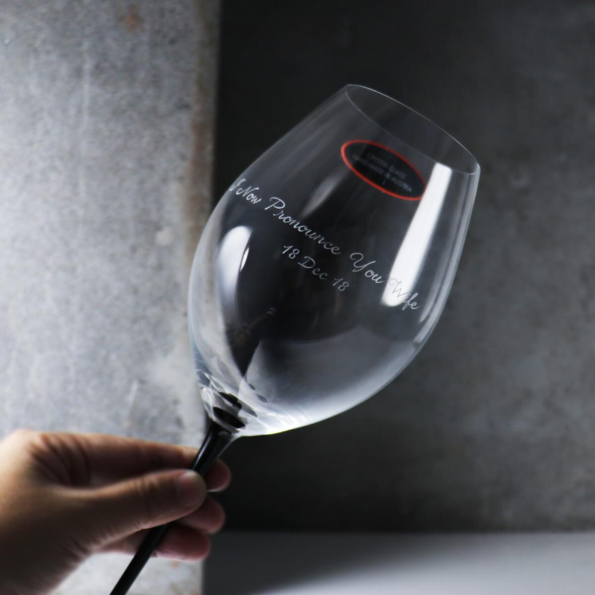 590cc【奧地利 Riedel 黑梗】Sommeliers Black Tie Hermitage 艾米達吉紅酒杯 - MSA玻璃雕刻