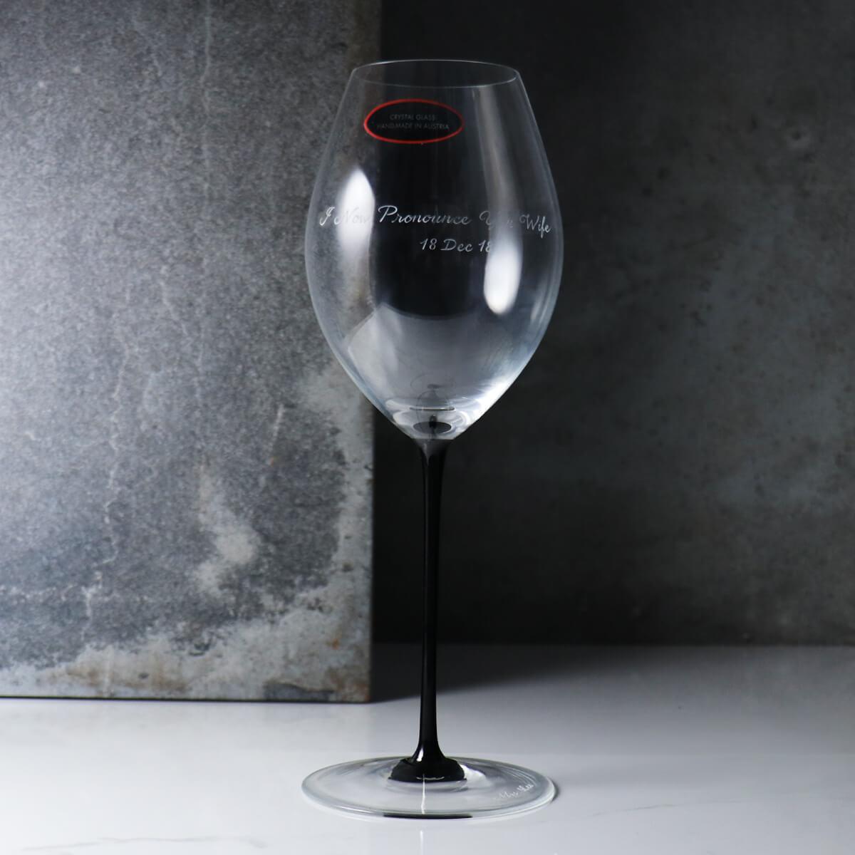 590cc【奧地利 Riedel 黑梗】Sommeliers Black Tie Hermitage 艾米達吉紅酒杯 - MSA玻璃雕刻