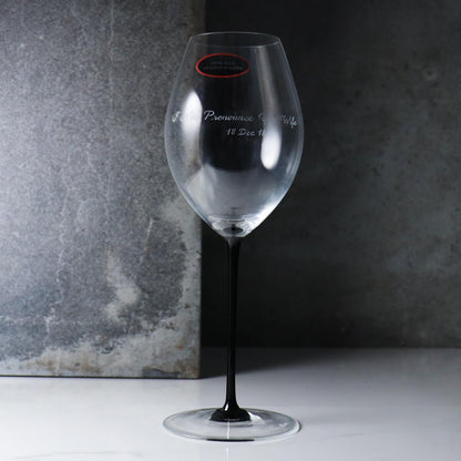 590cc【奧地利 Riedel 黑梗】Sommeliers Black Tie Hermitage 艾米達吉紅酒杯 - MSA玻璃雕刻