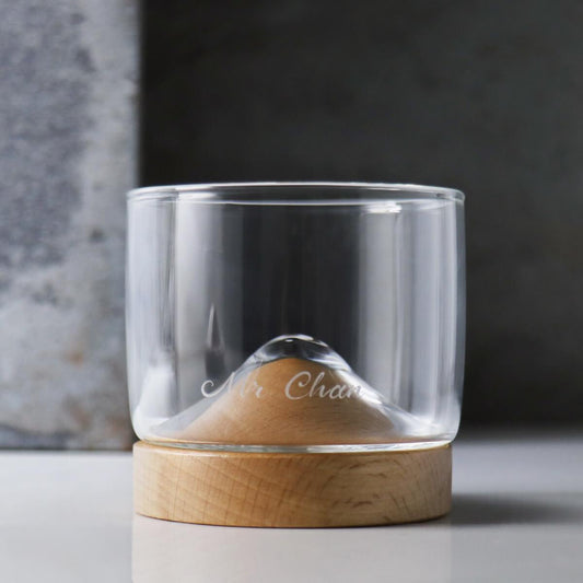 120cc【哲學生活小山杯】櫸木原木山形酒杯 茶杯 - MSA玻璃雕刻
