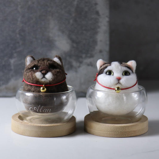 feiwa手作 夫妻貓結婚式 貓丸杯 情侶貓 - MSA玻璃雕刻