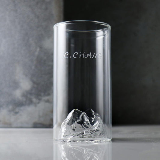375cc【青山綠水】山峰耐熱玻璃杯 茶杯客製刻字 - MSA玻璃雕刻