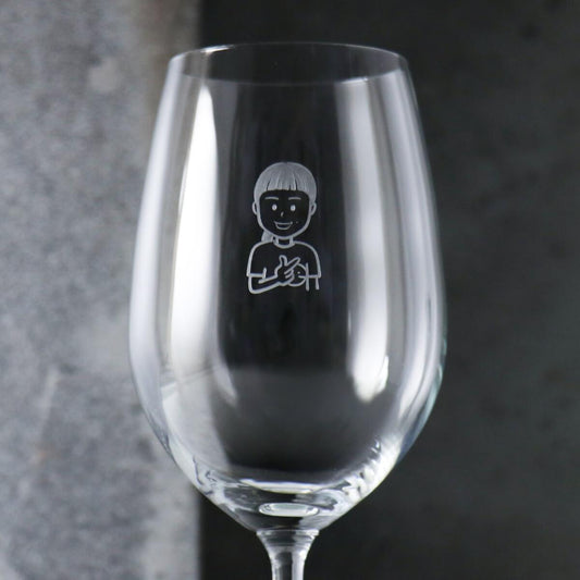 425cc【袖珍迷你畫像】(1人袖珍版娃娃)家人客製化紅酒杯 - MSA玻璃雕刻