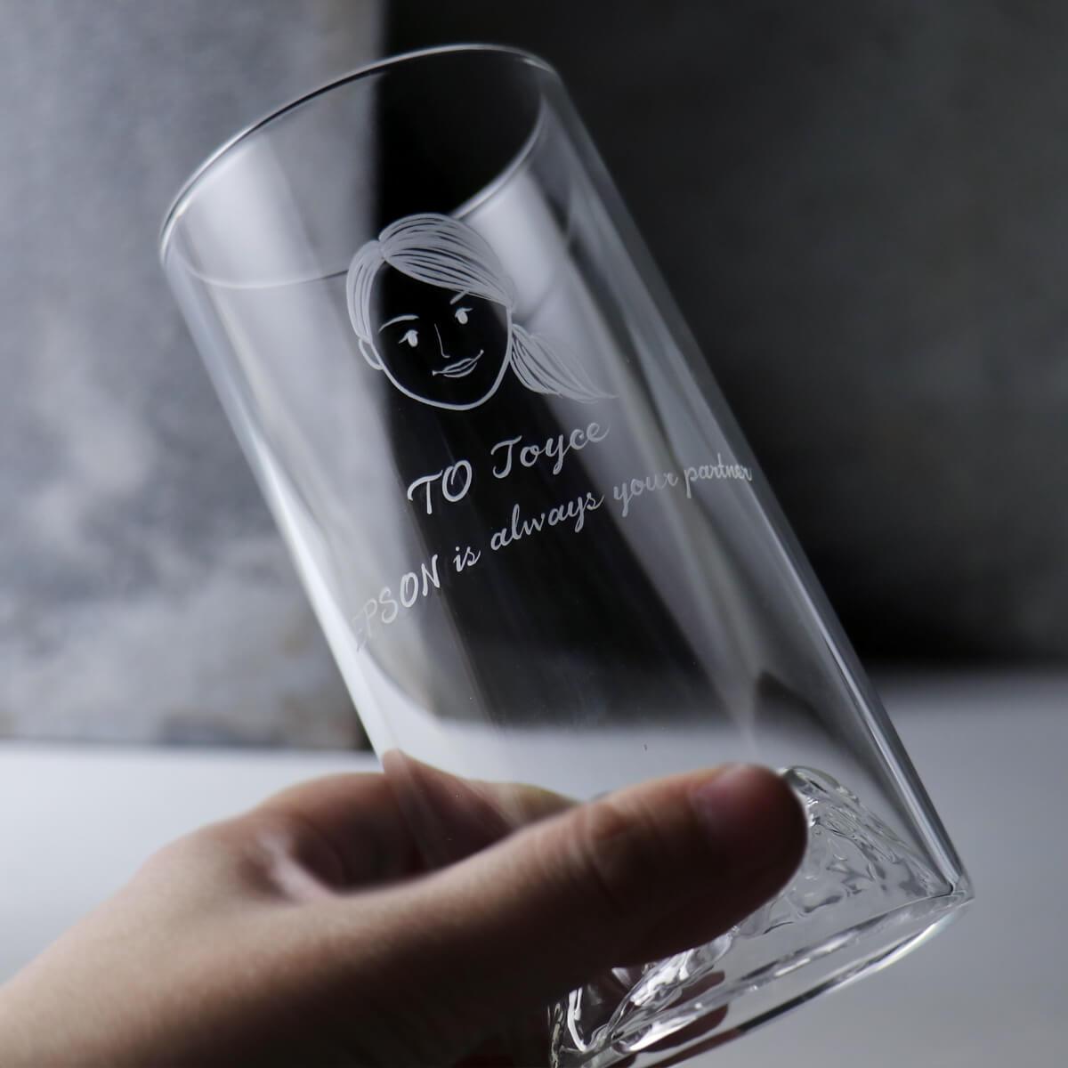 375cc【肖像客製】(簡易Q版)山峰耐熱玻璃茶杯 - MSA玻璃雕刻