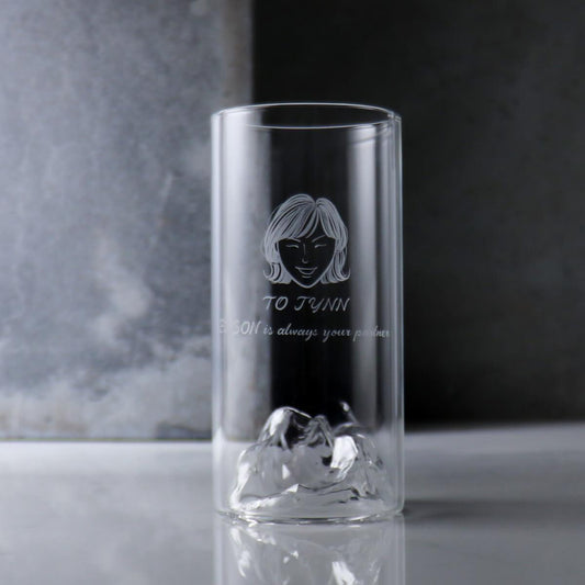 375cc【肖像客製】(簡易Q版)山峰耐熱玻璃茶杯 - MSA玻璃雕刻
