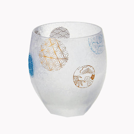 345cc【日本Aderia】夏日祭典 丸紋 刻字玻璃杯 描金工藝吉祥圖案 - MSA玻璃雕刻