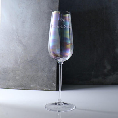 250cc【Rainbow】英國LSA Pearl彩虹刻字香檳杯 漸變手工杯客製刻字 - MSA玻璃雕刻