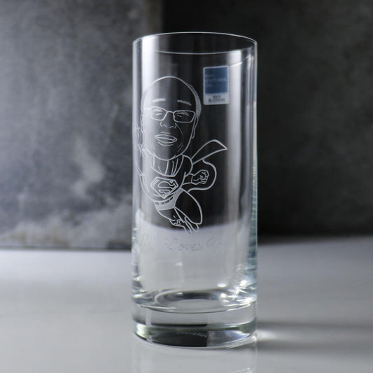 275cc【德國蔡司Schott Zwiesel】(寫實版+漫畫超人)客製肖像水晶杯 - MSA玻璃雕刻