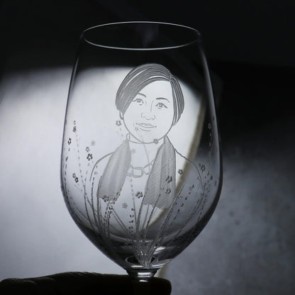 (一對價)425cc【爸爸媽媽結婚週年紀念對杯】(寫實版)肖像客製 父母親送禮紅酒杯 - MSA玻璃雕刻
