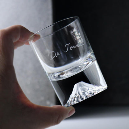 80cc【日本江戶硝子】傳統工藝田島硝子富士山冷酒杯グラスの底に、富士山が。Fujiグラス (日本桐箱包裝) - MSA玻璃雕刻