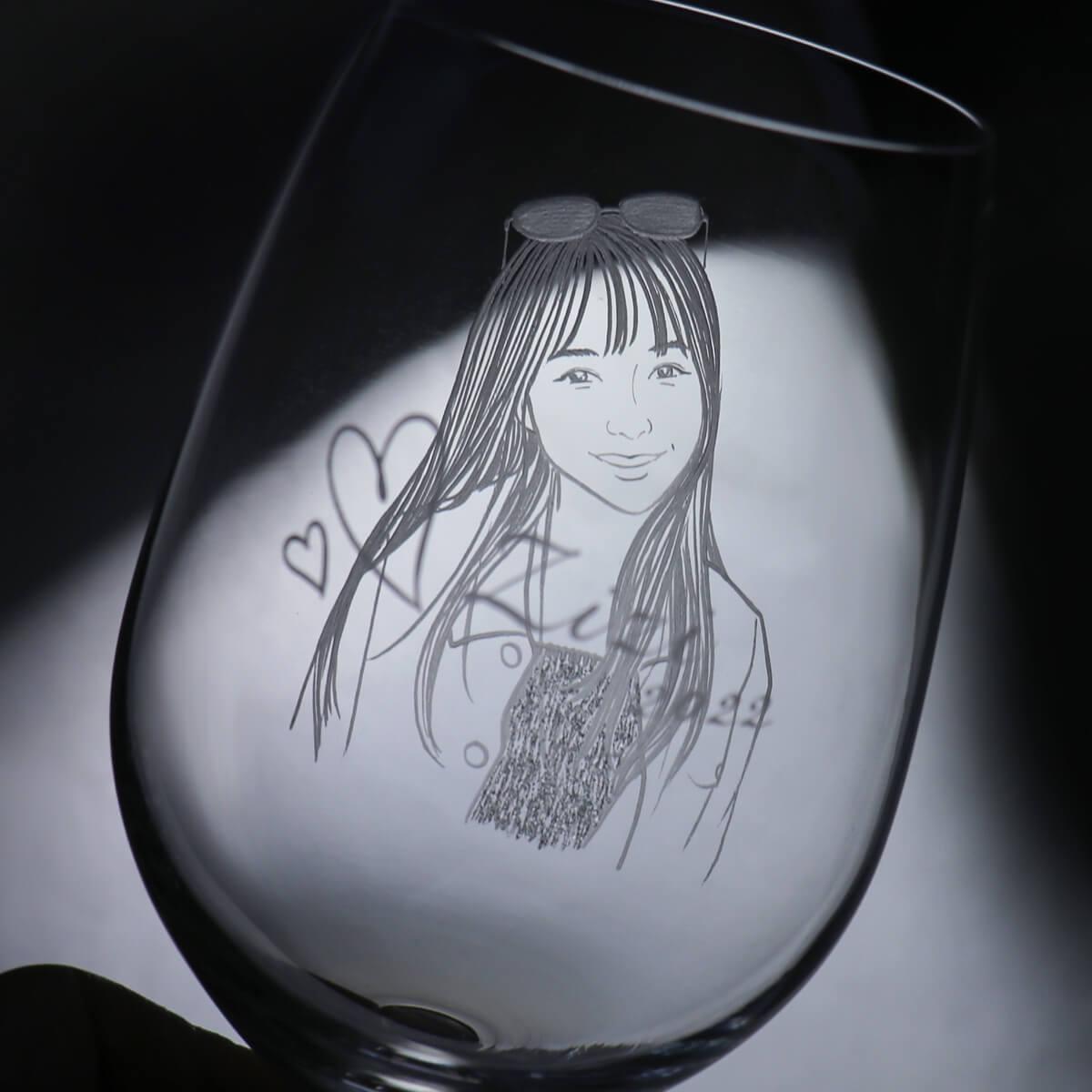 425cc【客製肖像】(寫實版)女友送禮紅酒杯 - MSA玻璃雕刻