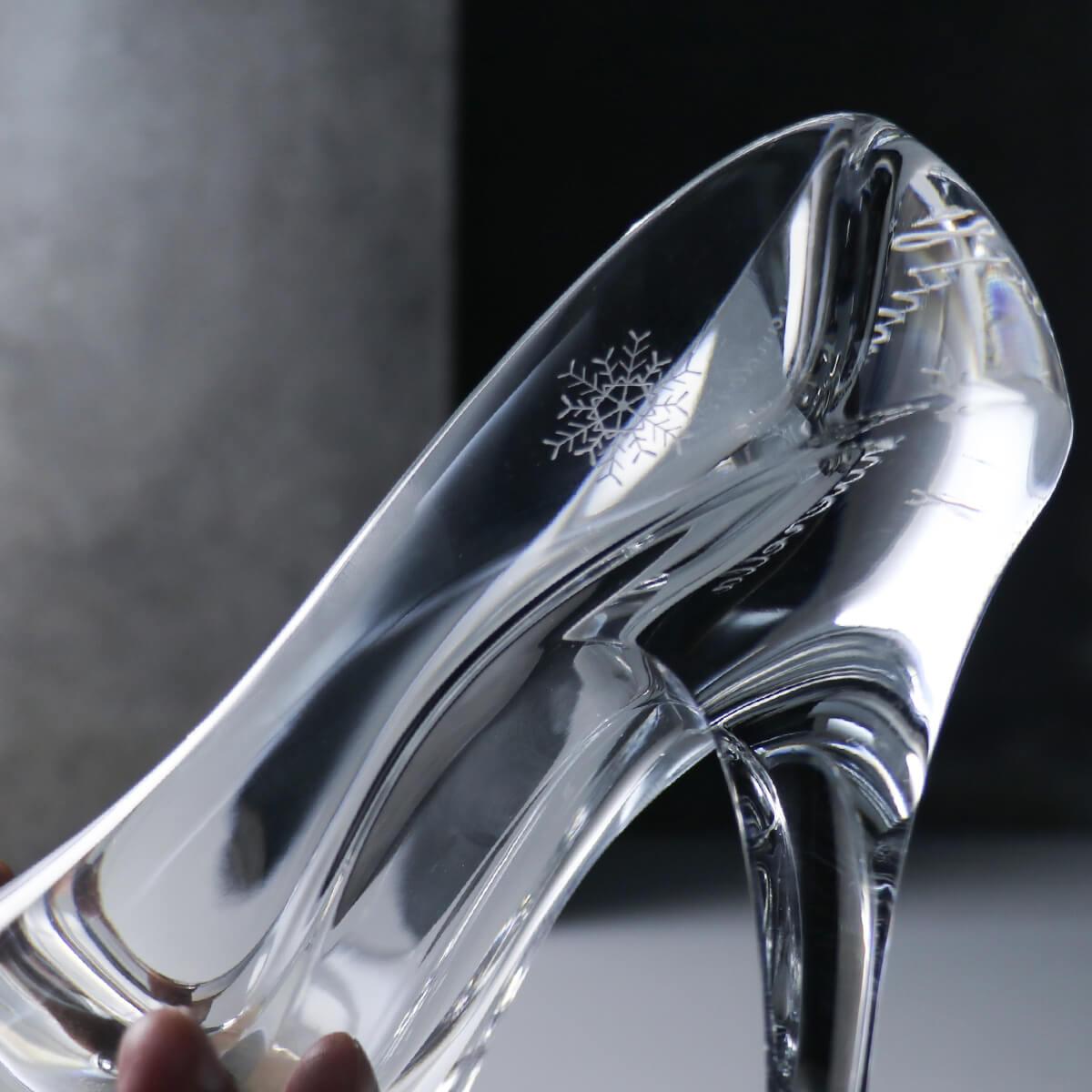 19cm【灰姑娘玻璃鞋】雪花 求婚專用 Cinderella glass slipper 水晶玻璃鞋 - MSA玻璃雕刻
