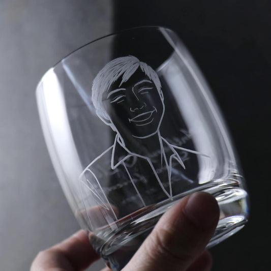 320cc【客製肖像】(寫實版)客製威士忌杯 - MSA玻璃雕刻