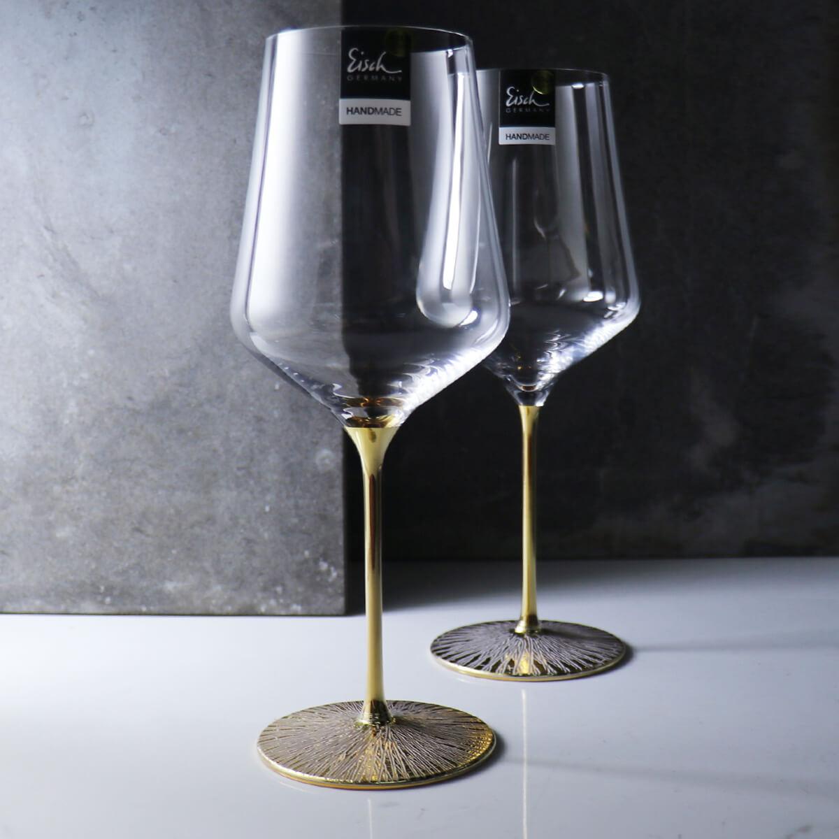 (一對價)620cc【牽手約定】德國Eisch埃及金24K Ravi Gold金色婚禮對杯 紅酒杯 - MSA玻璃雕刻