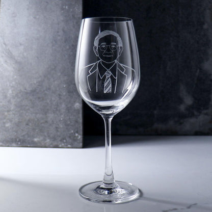 350cc【爸爸杯】(寫實版)肖像客製 生日驚喜 父親節紅酒杯 - MSA玻璃雕刻