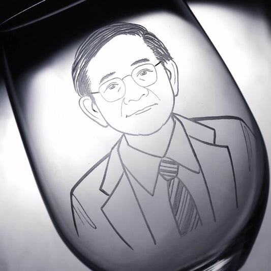 350cc【爸爸杯】(寫實版)肖像客製 生日驚喜 父親節紅酒杯 - MSA玻璃雕刻