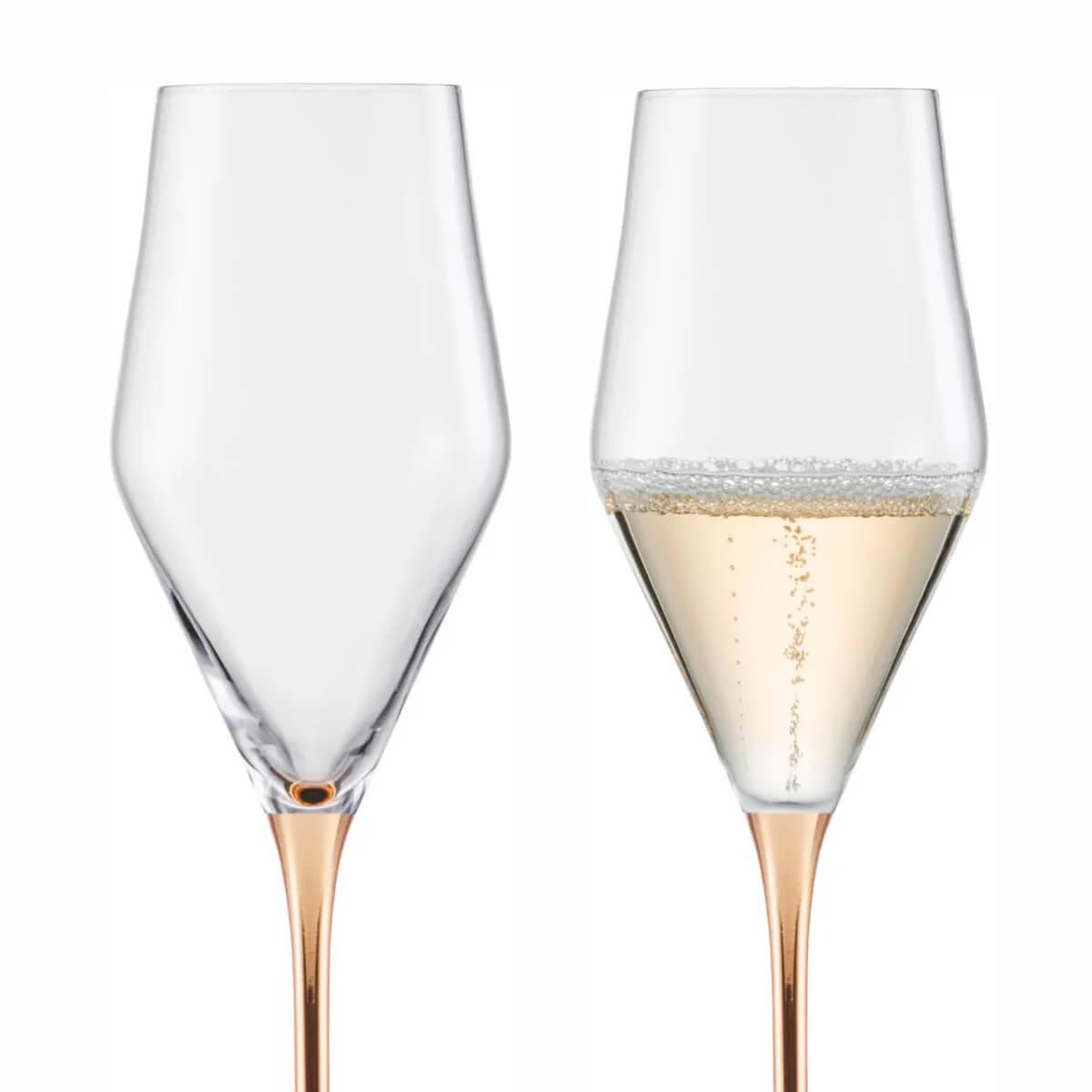 (一對價)260cc【德國Eisch】埃及金24K Ravi Gold金梗香檳杯 金色婚禮對杯 - MSA玻璃雕刻