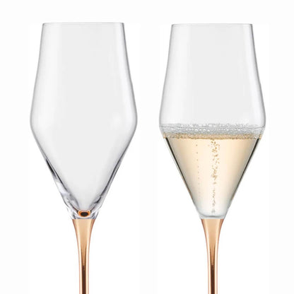 (一對價)260cc【德國Eisch】埃及金24K Ravi Gold金梗香檳杯 金色婚禮對杯 - MSA玻璃雕刻