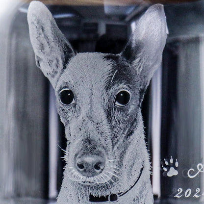 10cm【狗狗骨灰罐】(狗掌版)客製寵物畫像 適合小型毛小孩在天堂明亮純淨的家 - MSA玻璃雕刻