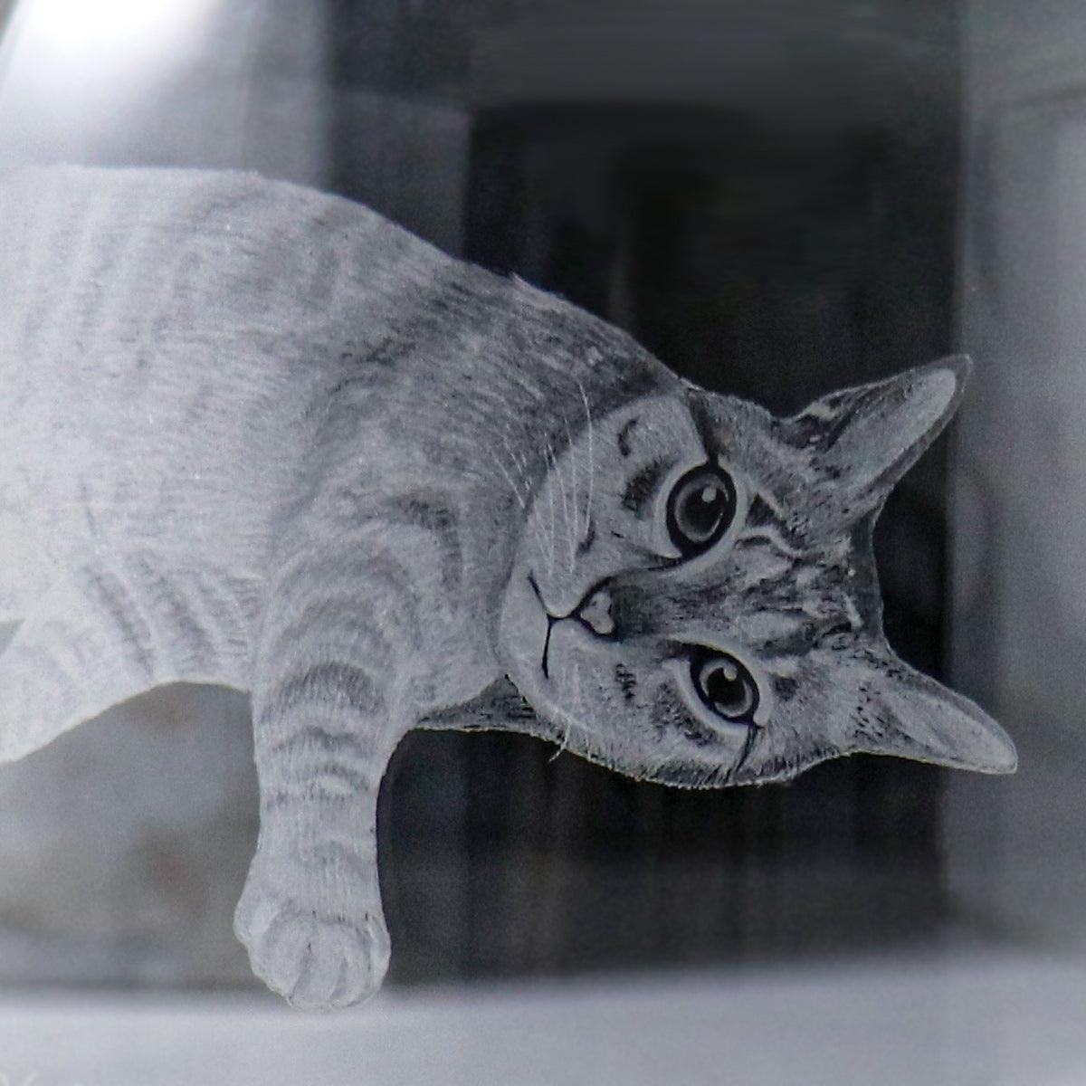 15.6cm【寵物骨灰罐】貓全身(寬罐)在天堂明亮純淨的家 幫寵物畫像雕刻 - MSA玻璃雕刻
