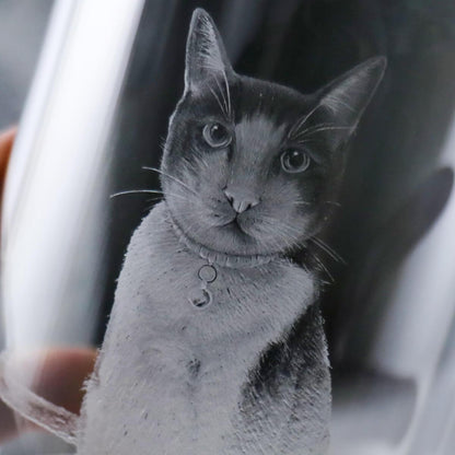 15cm【貓咪寵物骨灰罐】貓全身坐姿 客製適合毛小孩在天堂明亮純淨的家 - MSA玻璃雕刻
