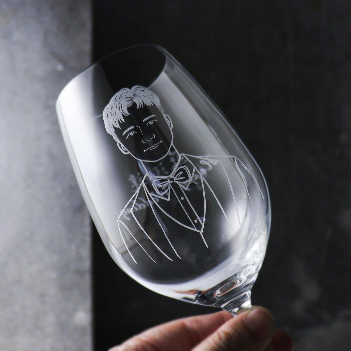 (一對價)350cc【結婚送禮紀念禮物】(寫實版)新婚對杯 紅酒杯 - MSA玻璃雕刻