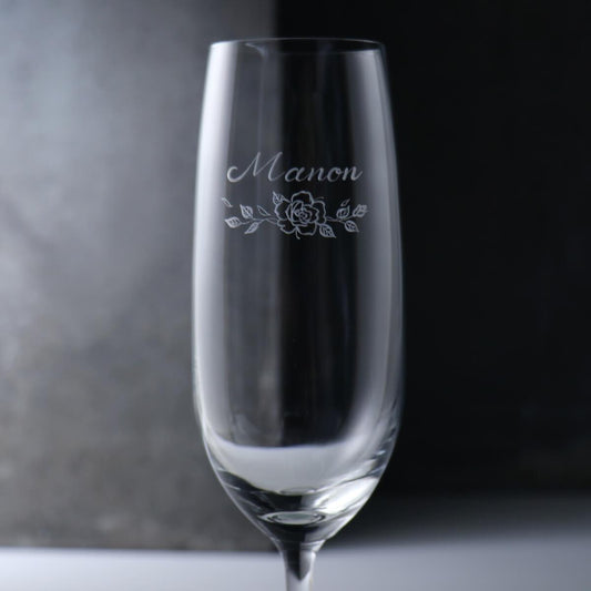 210cc【浪漫玫瑰】Rose花香圖騰香檳杯 - MSA玻璃雕刻