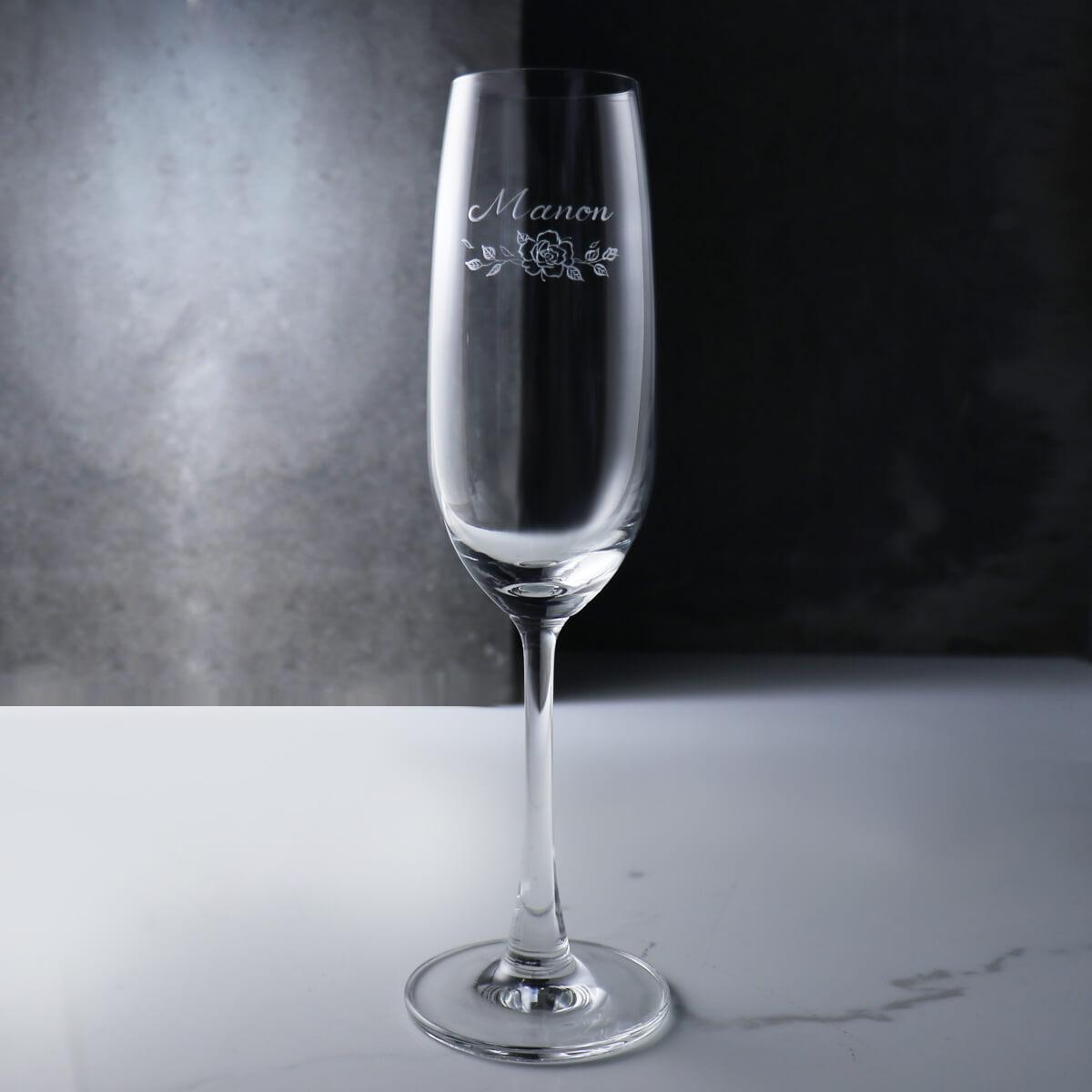 (一對價)210cc【伊甸園婚禮】花禮結婚香檳對杯 - MSA玻璃雕刻