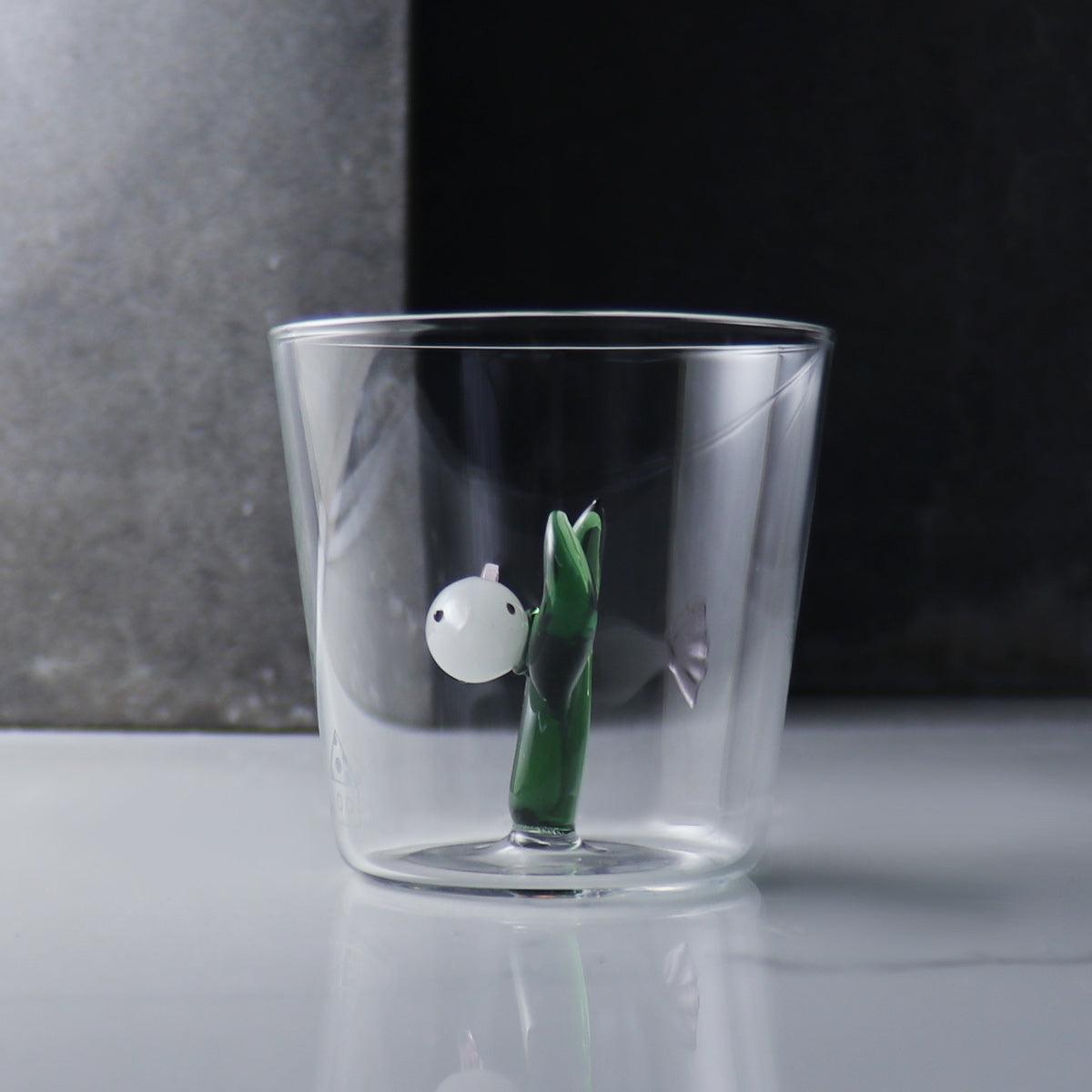 340cc【義大利Ichendorf】水草和小白魚 喬遷禮物 小房子熱帶魚手工杯 - MSA玻璃雕刻