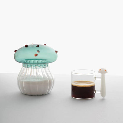 110cc【愛麗絲咖啡杯】(白蘑菇) 義大利Ichendorf 手工茶杯盤組 - MSA玻璃雕刻