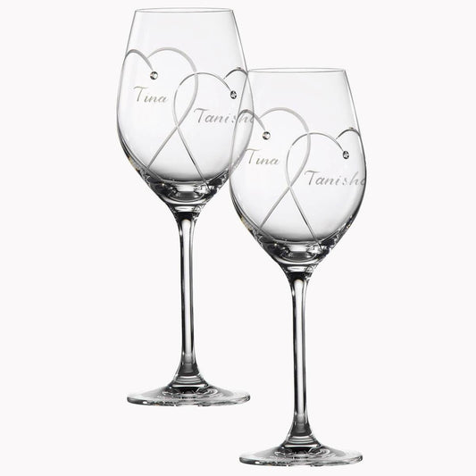 (一對價) 360cc【Royal Doulton皇家道爾敦】承諾之心水晶紅酒對杯 雙心款 - MSA玻璃雕刻