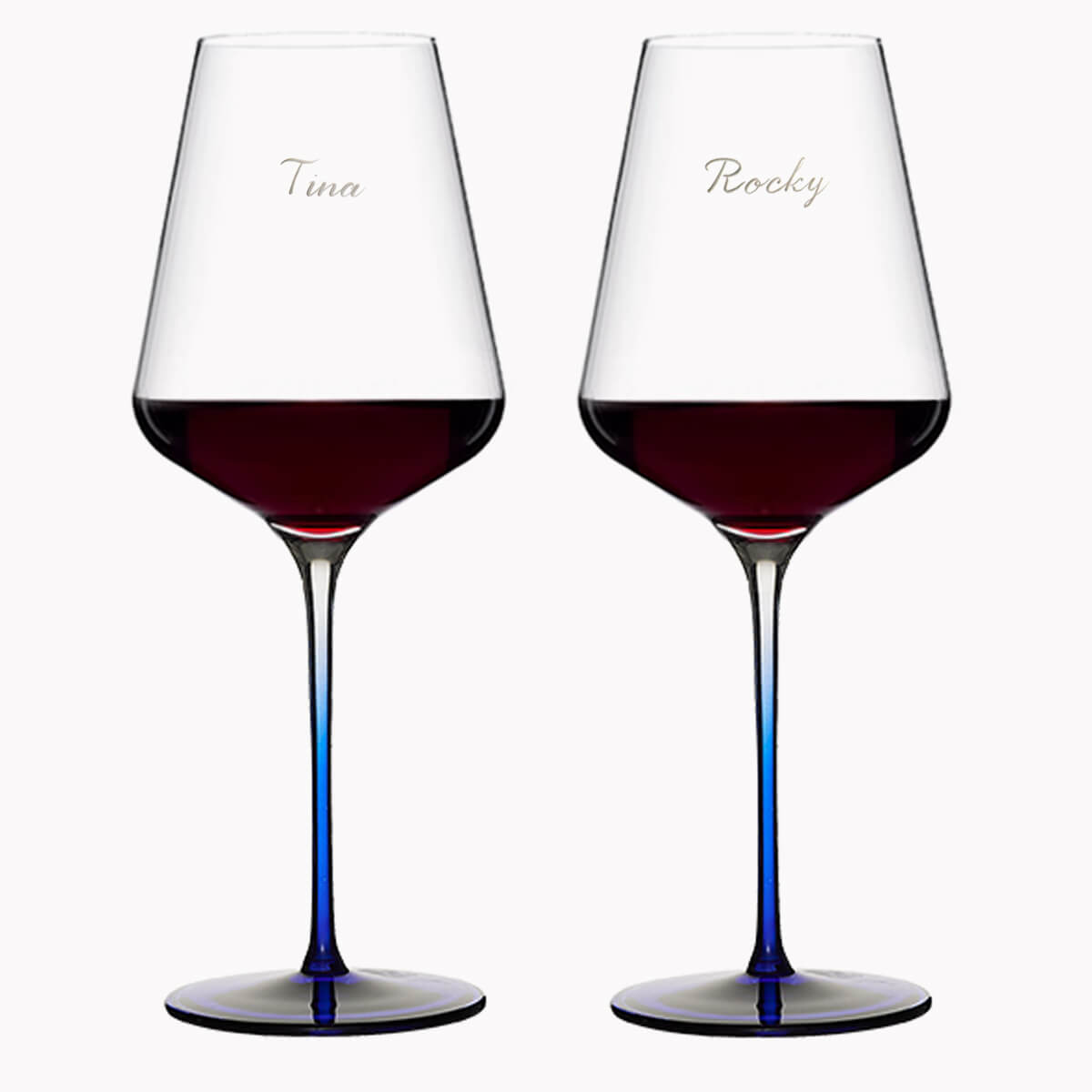 (一對價) 645cc 波斯寶藍水晶紅酒對杯 婚禮刻字酒杯客製送禮 藍梗