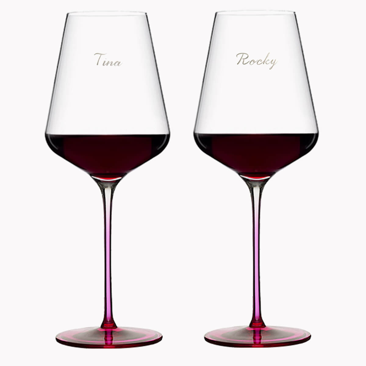 (一對價) 645cc 夢幻櫻粉水晶紅酒對杯 婚禮刻字酒杯客製送禮 粉紅梗