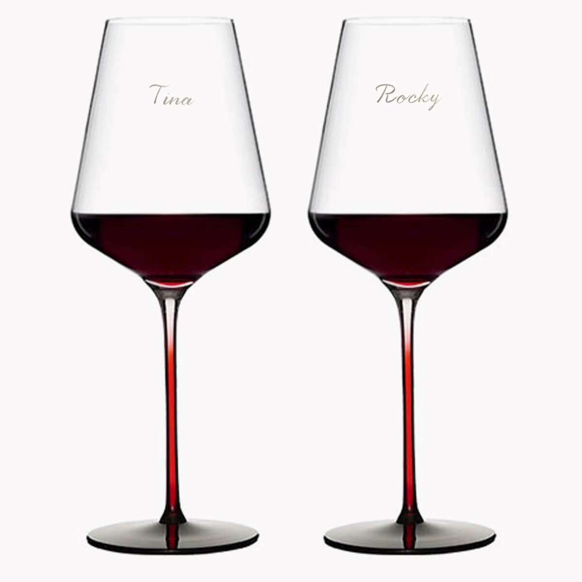 (一對價) 645cc 愛戀緋紅水晶紅酒對杯 婚禮刻字酒杯客製送禮 紅梗