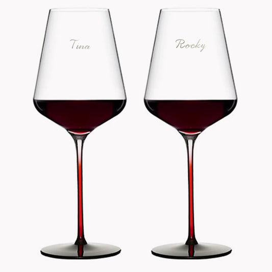 (一對價) 645cc 愛戀緋紅水晶紅酒對杯 婚禮刻字酒杯客製送禮 紅梗