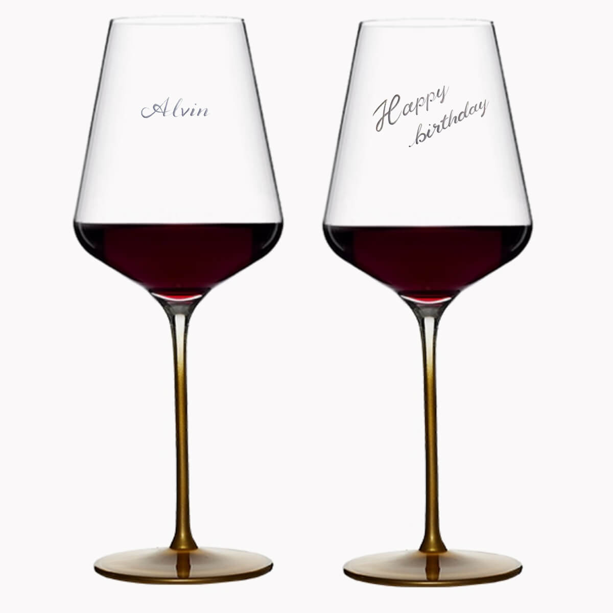 (一對價) 645cc 蘭茶霧金水晶紅酒對杯 婚禮刻字酒杯客製送禮 金梗
