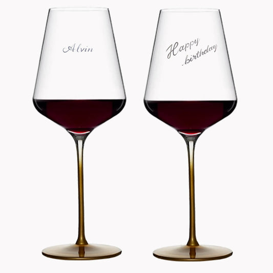 (一對價) 645cc 蘭茶霧金水晶紅酒對杯 婚禮刻字酒杯客製送禮 金梗