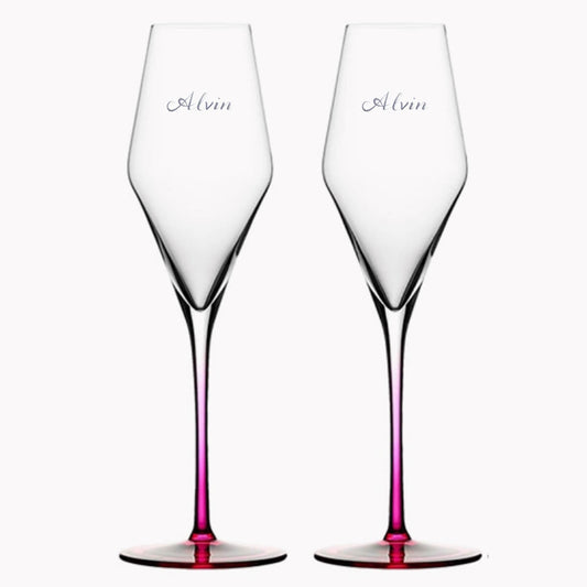 (一對價) 290cc Pink World 粉紅水晶香檳對杯 情人專屬